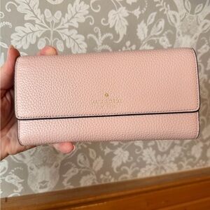 Kate Spade Pink Pebbled Leather Trifold Phone Wallet NWOT